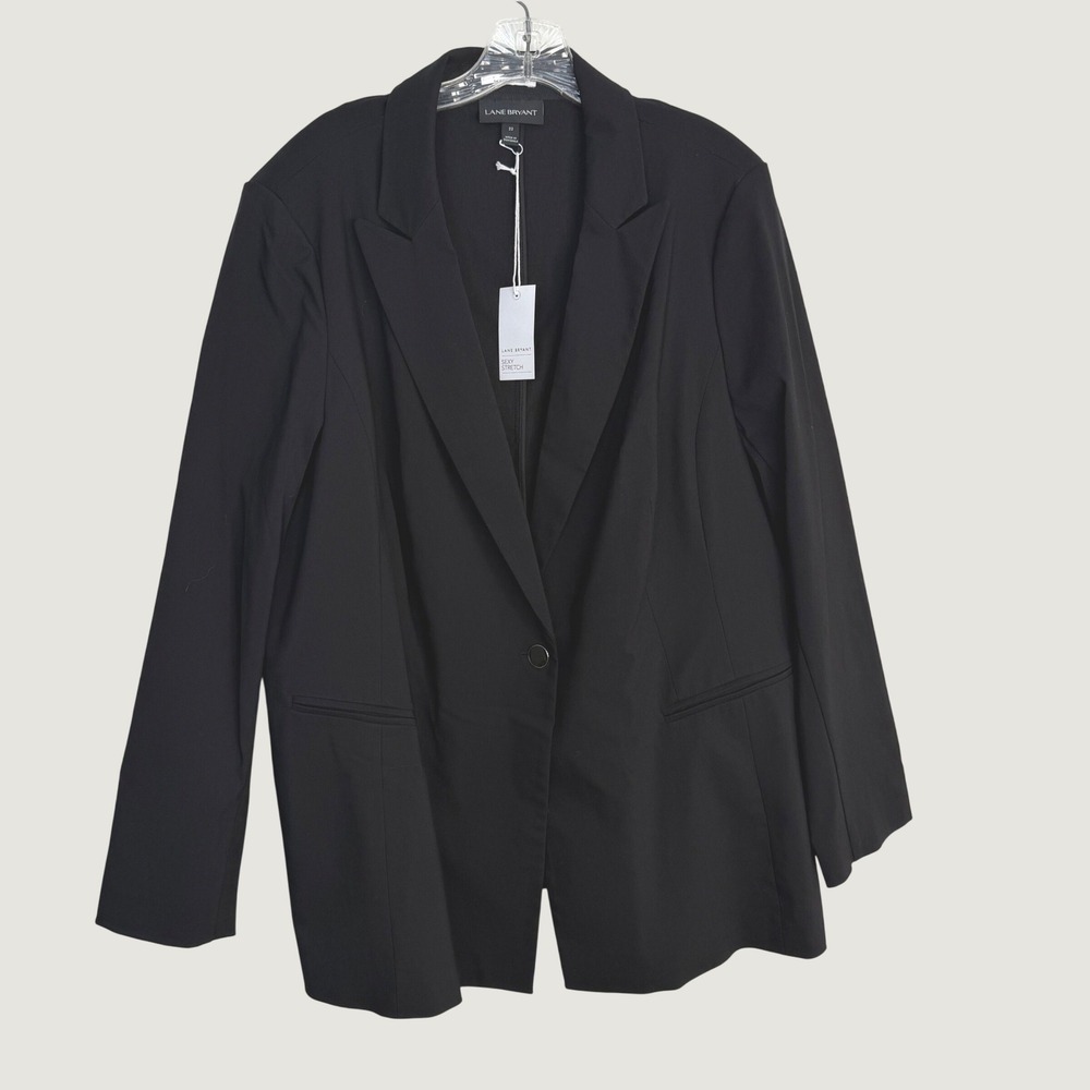 Lane Bryant‎ The Bryant Blazer Sexy Stretch Black Single Button Jacket Plus 22